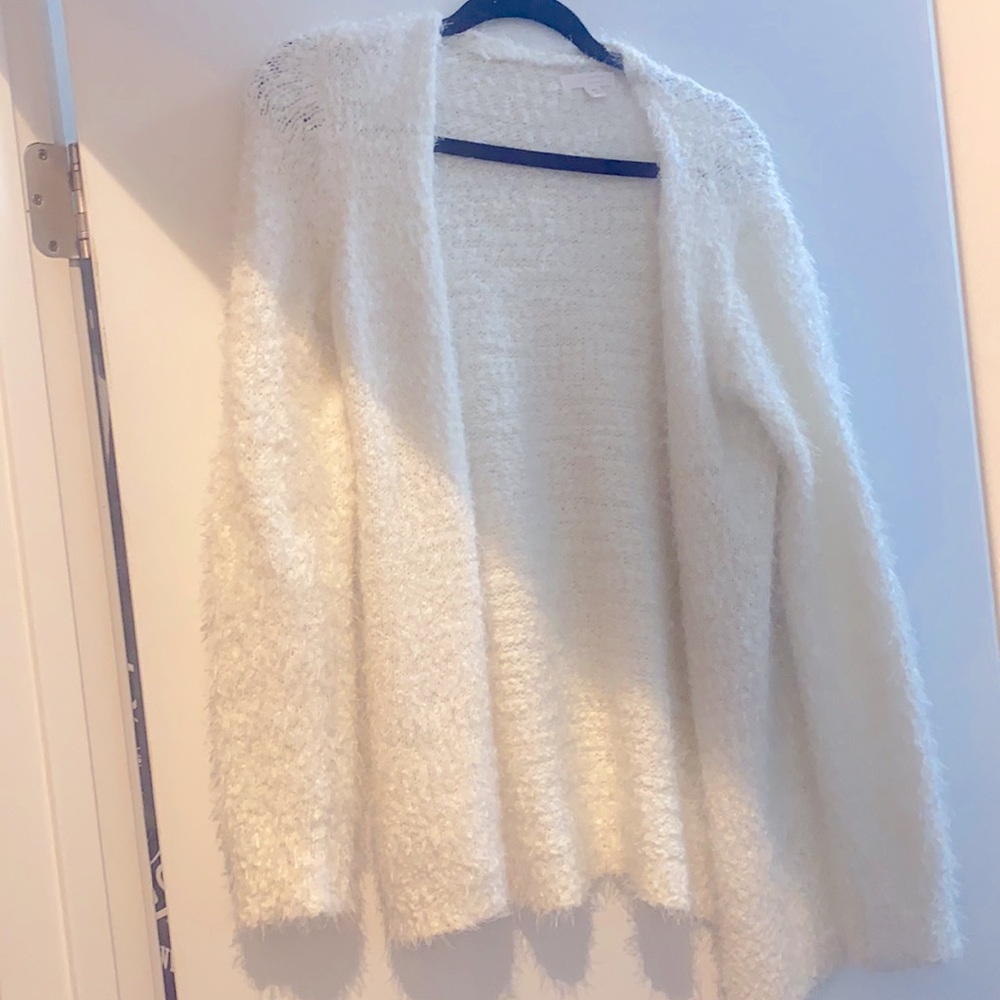 LC Lauren Conrad Off White Fluffy Cardigan Size M